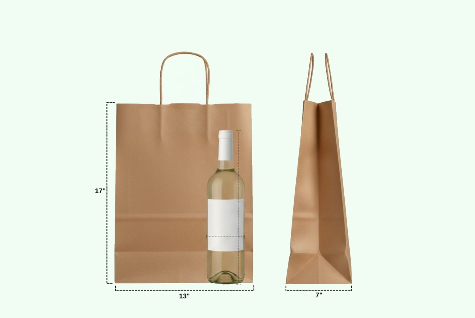 Different size options for custom paper bags